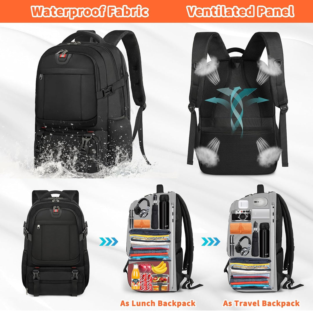 Versatile unisex travel backpack with USB port & cooler. Perfect as a work bag, student pack, or adventure carry-on.
