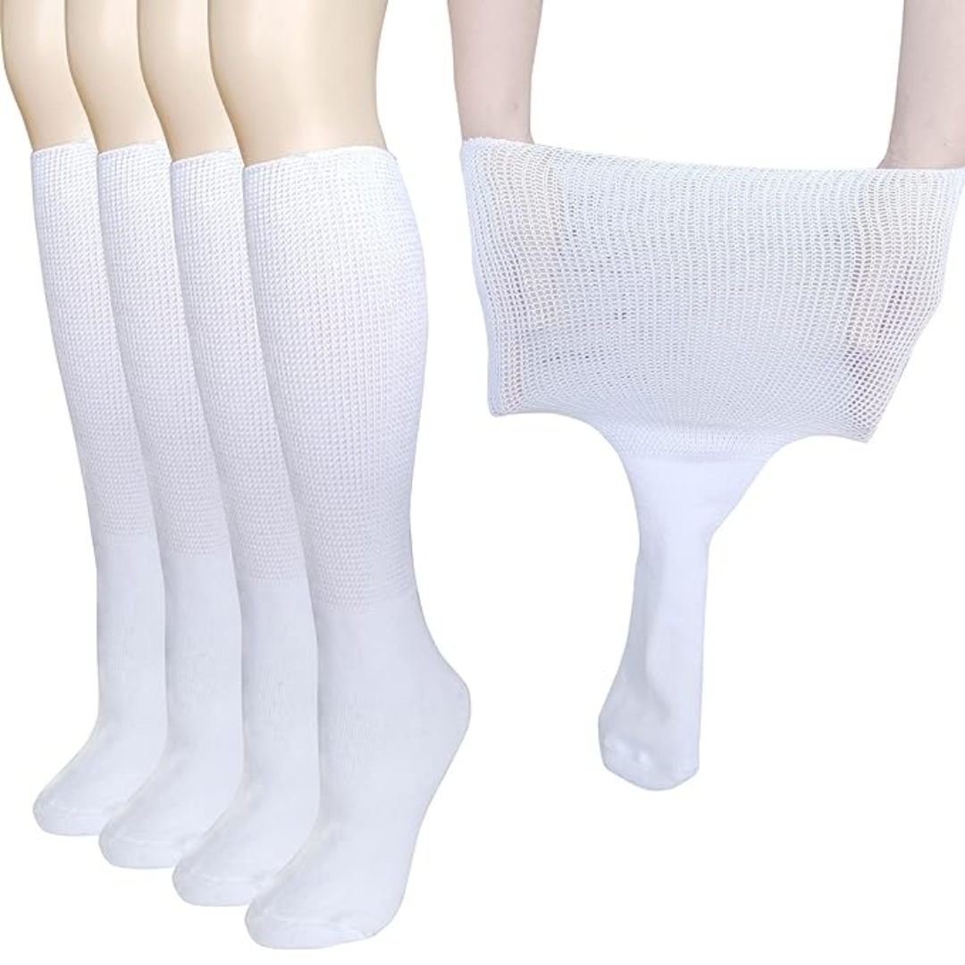 Unisex extra wide diabetic & lymphedema socks, 2 pairs. Comfort fit for swollen feet & legs, non-binding.