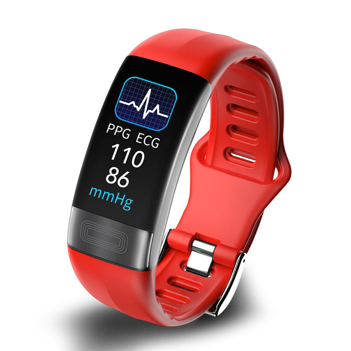 Black unisex wrist blood pressure & EKG monitor, FDA approved and IP67 waterproof for reliable health tracking.