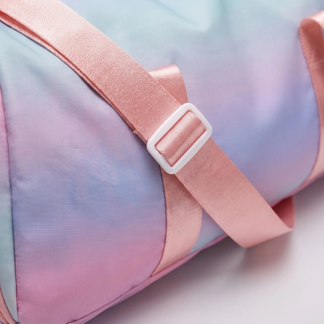 Organized workout duffel bag with dedicated wet pocket for activewear & a separate shoe compartment for easy storage.