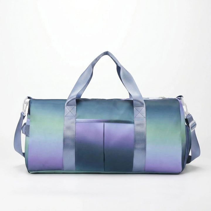 Durable sports duffel bag, ideal for men & women. Equipped with wet pocket, shoe storage, & spacious main compartment.