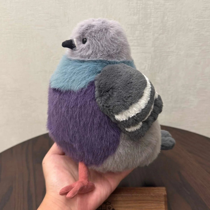 Cute fluffy pigeon plushie, an ideal comfort toy & charming gift for kids and animal lovers.