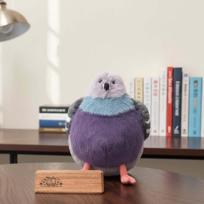 Delightful grey pigeon plush, a super soft & cuddly animal toy, perfect for comfort, display, or gifting.