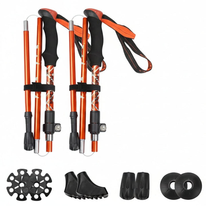 Easy-assemble foldable hiking poles. Lightweight & compact adventure gear for quick setup.