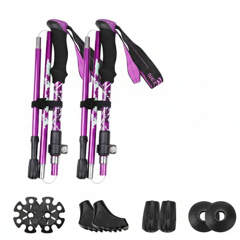 Unisex foldable trekking poles, ideal lightweight & compact outdoor gear for hiking, trekking & travel.
