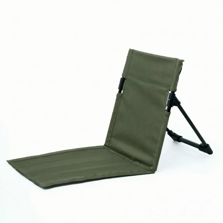Lightweight unisex folding floor chair for outdoor seating. Portable ground chair with back support, perfect camping & picnic accessory.