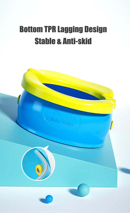 Folding travel potty seat made from non-toxic materials, safe for toddler and baby hygiene