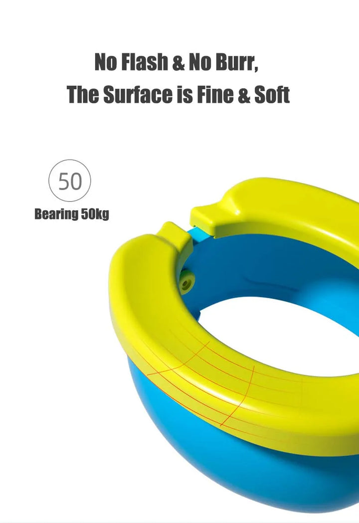 Unisex travel potty seat, displayed with its easy-to-clean surface, ideal for quick sanitation