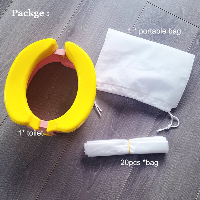 On-the-go potty training seat for toddlers, demonstrating its quick setup for immediate use anywhere