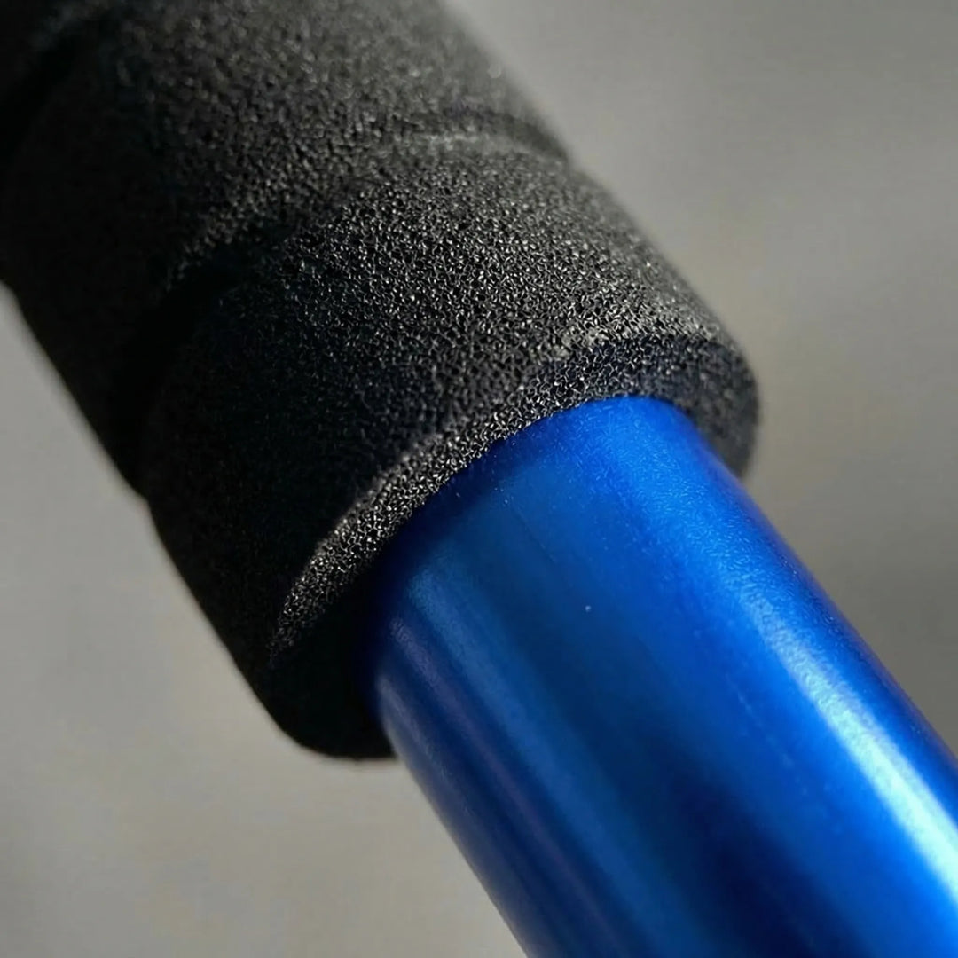 Durable 4-section folding hiking pole, compact for backpacking, camping, and trail use.