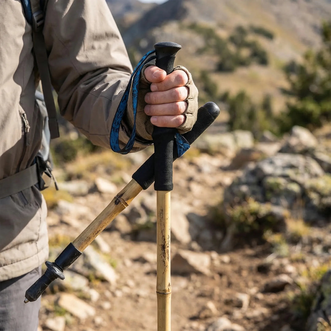 Unisex folding trekking pole, lightweight & compact, ideal for hiking, trail walking, and outdoor adventures.