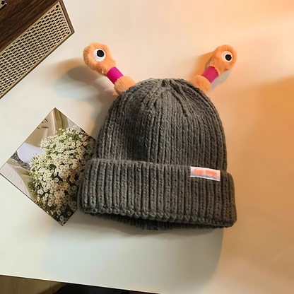 Fun Monster Glowing Knit Hat with interactive glowing eyes, perfect for kidsfashion & gifts