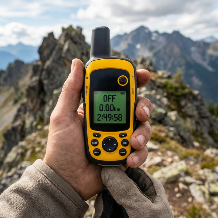 Unisex GPS outdoor navigation meter & altimeter. Handheld device for hiking, camping, and adventure. Built-in compass.