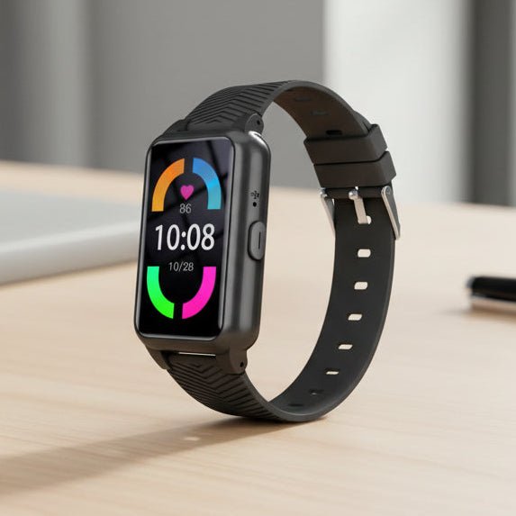 Unisex GPS smartwatch for seniors with fall detection, SOS button, & health monitoring.