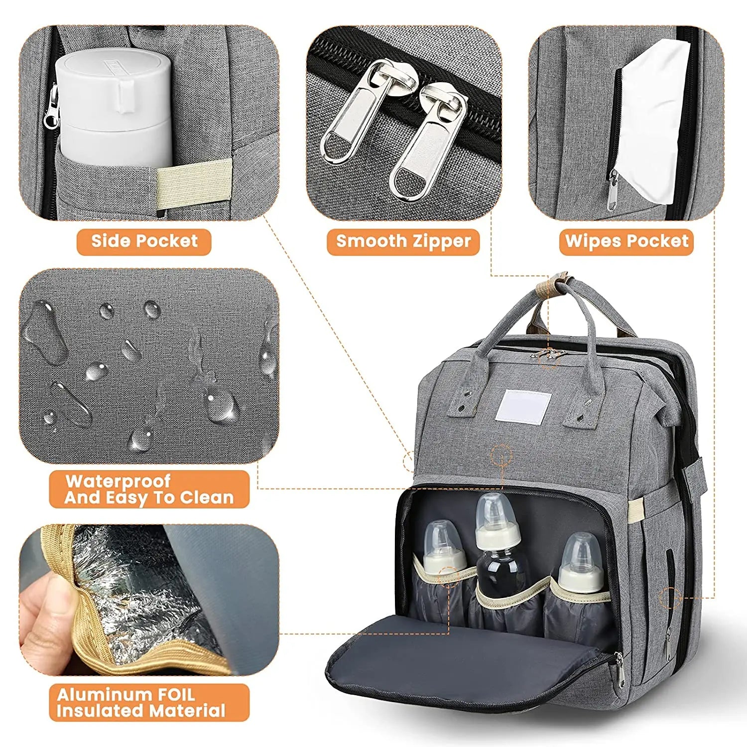 Parent carrying stylish unisex diaper backpack with USB charger, perfect for travel