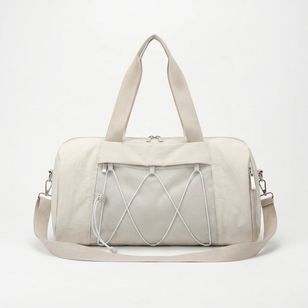 Durable nylon gym bag with strong zippers, versatile for sports, travel, and daily workouts.
