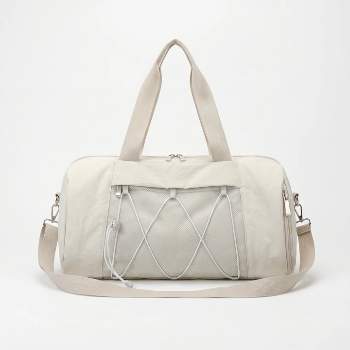 Durable nylon gym bag with strong zippers, versatile for sports, travel, and daily workouts.