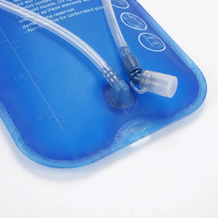 Flexible hydration bladder with bite valve for hands-free hydration. Essential outdoor gear for runners & hikers.
