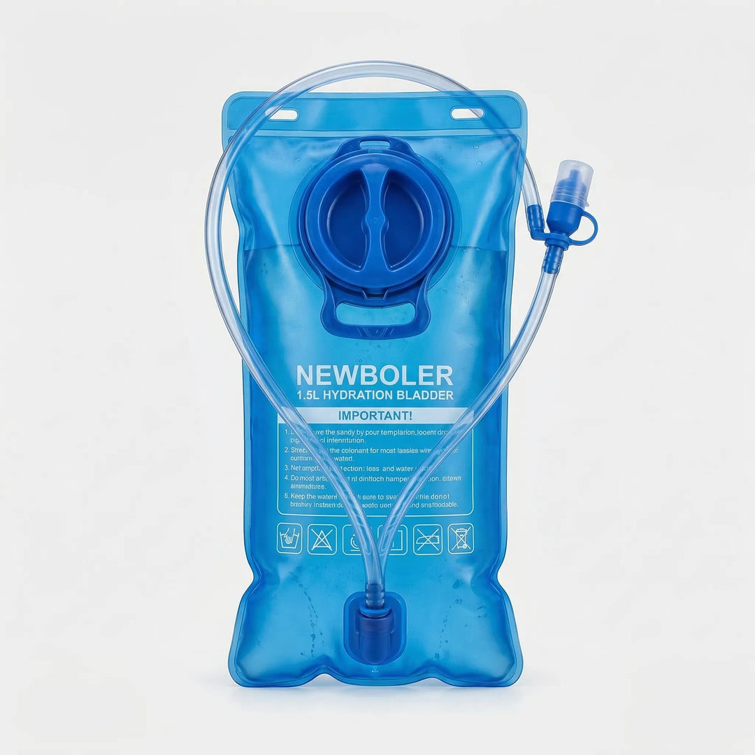 Durable hydration bladder with wide opening for easy cleaning. Essential hydration gear for hikers & campers.