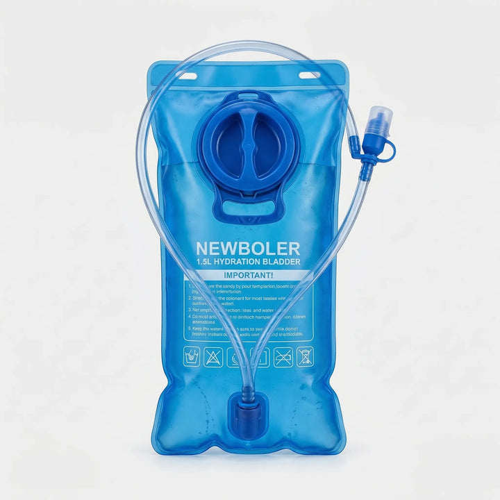 Durable hydration bladder with wide opening for easy cleaning. Essential hydration gear for hikers & campers.