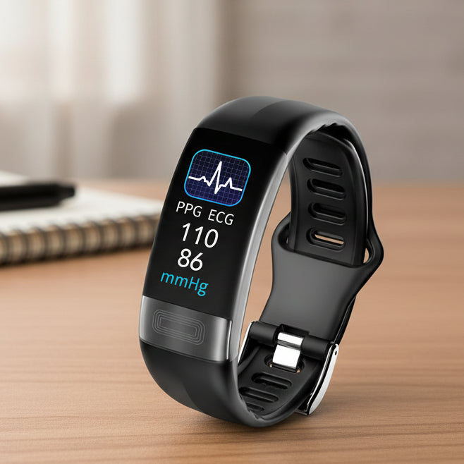 Unisex health smartwatch with ECG, blood pressure, and sleep tracking. Fitness watch for personal wellness.