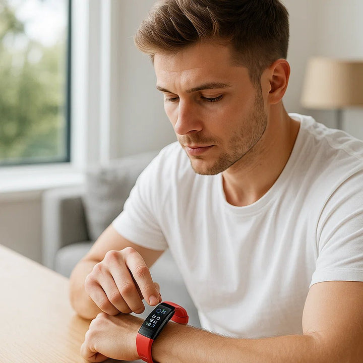 Digital smartwatch, unisex, monitoring ECG, BP, heart rate, and sleep. Advanced health tracker.