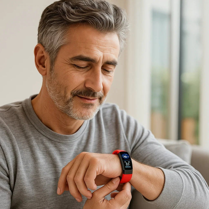 Wearable tech: Unisex smart band with ECG, blood pressure, and sleep analysis. Daily health monitor.