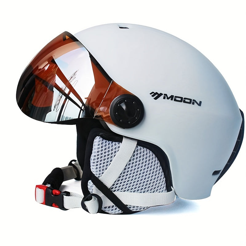 Protective unisex snowboard helmet, adjustable for all outdoor adventures.