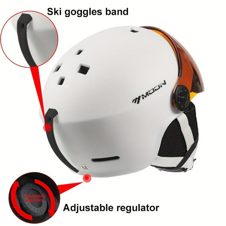 Adjustable ski helmet offering superior protection for winter sports enthusiasts.