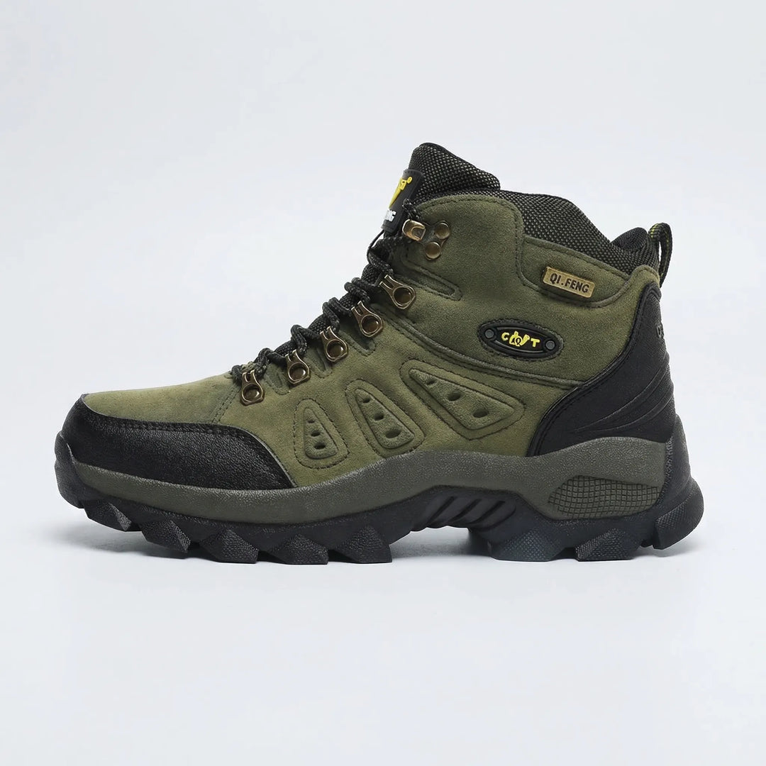 Unisex high-top outdoor trail boots, lace-up hiking shoes built for durable all-terrain adventure and support.