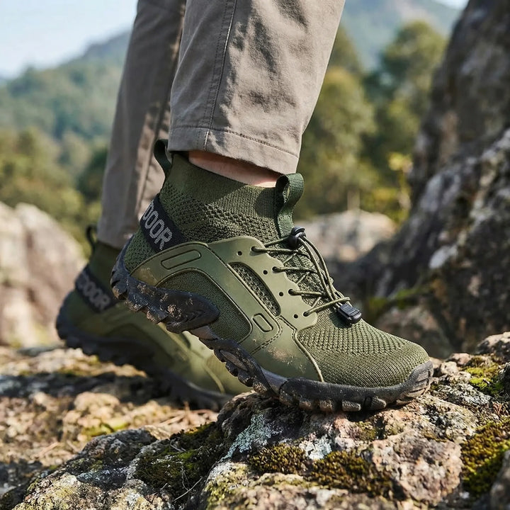 Unisex high-top trail shoes for hiking, offering breathable comfort and superior grip on any terrain.