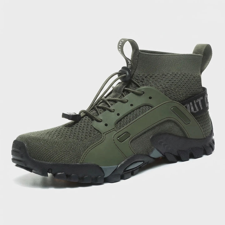High-top unisex adventure hiking shoes, featuring breathable support for all-day comfort on the trails.