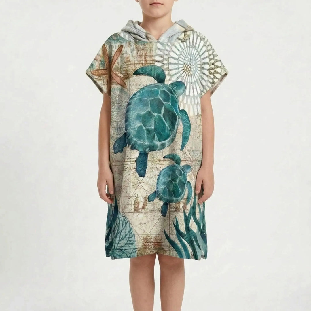 Plush quick-dry hooded changing poncho, essential for swimmers and beach lovers.