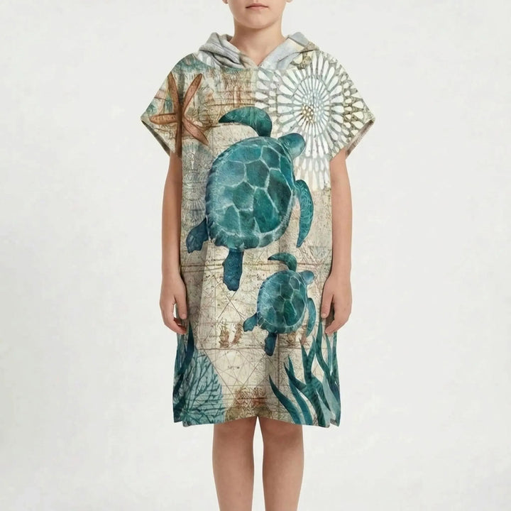 Plush quick-dry hooded changing poncho, essential for swimmers and beach lovers.