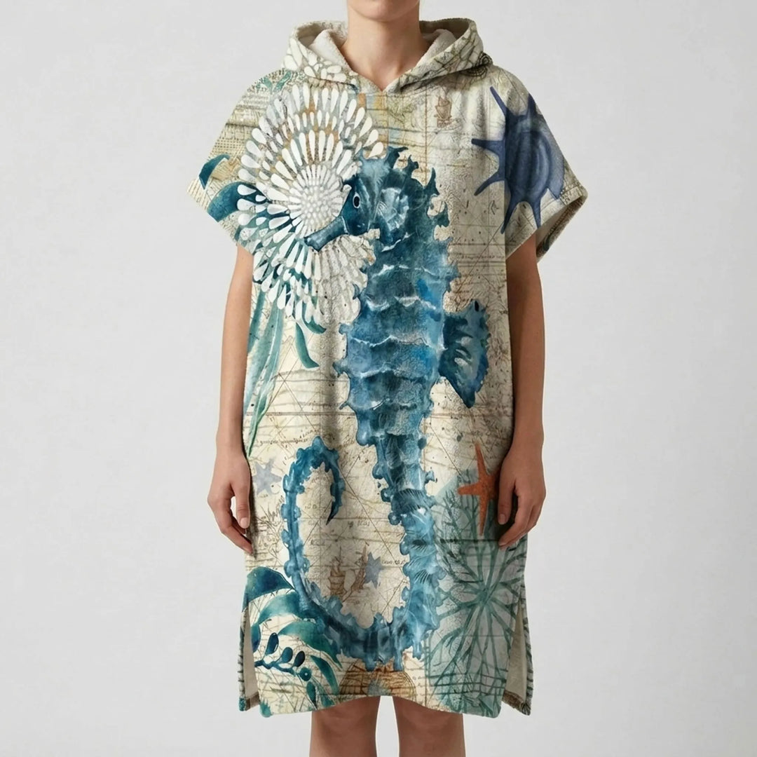 Easy-to-use hooded swim poncho, perfect for discreet changing at the beach or lake.