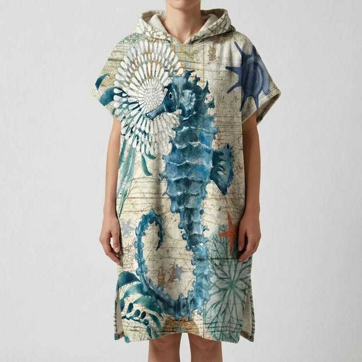 Easy-to-use hooded swim poncho, perfect for discreet changing at the beach or lake.