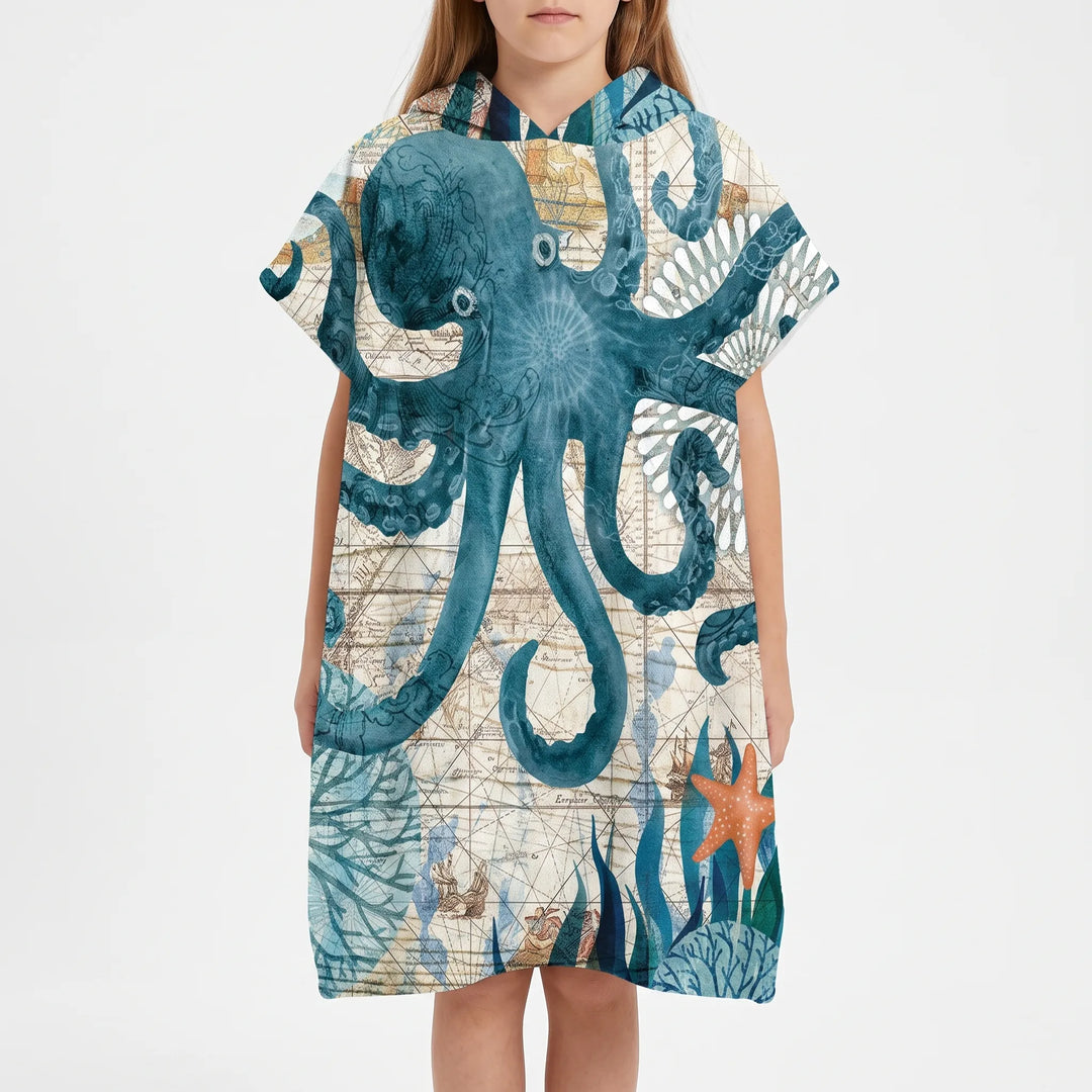 Convenient hooded beach changing poncho, a quick-dry towel for poolside & watersports.