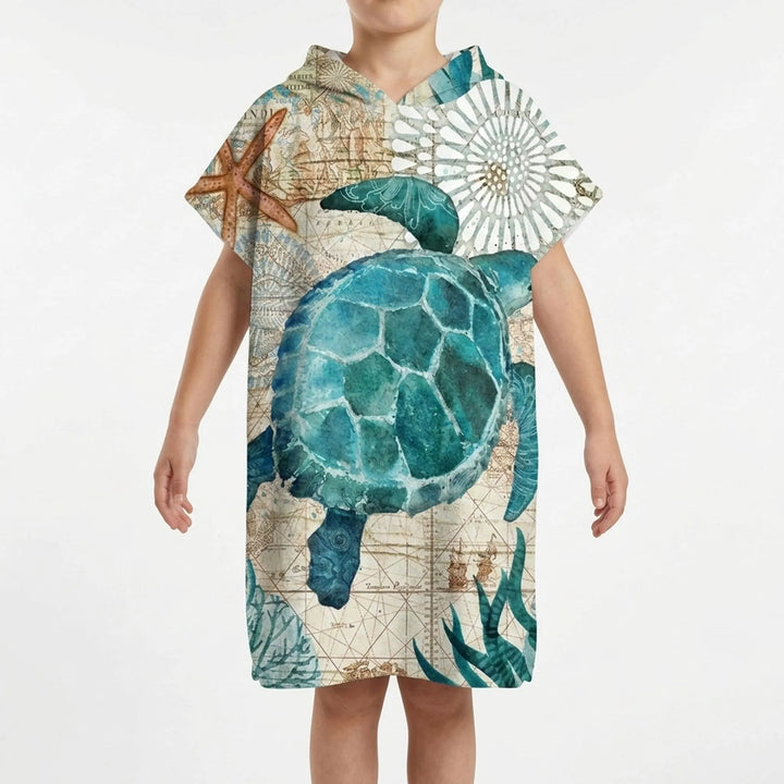 Stylish quick-dry hooded poncho, essential beach accessory for easy changing & warmth.