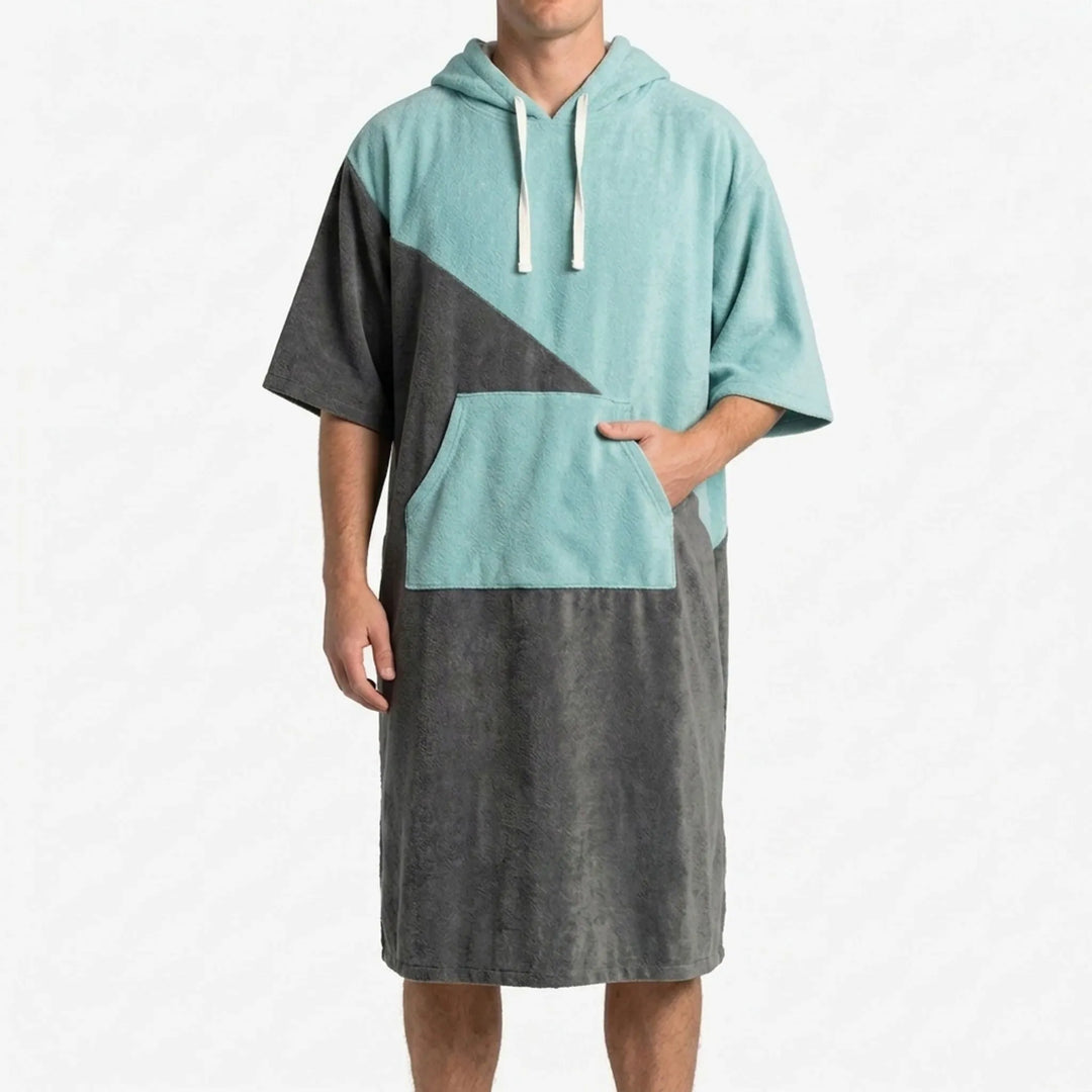 Quick-dry unisex hooded changing poncho. Perfect beach & pool cover-up or compact travel changing robe.