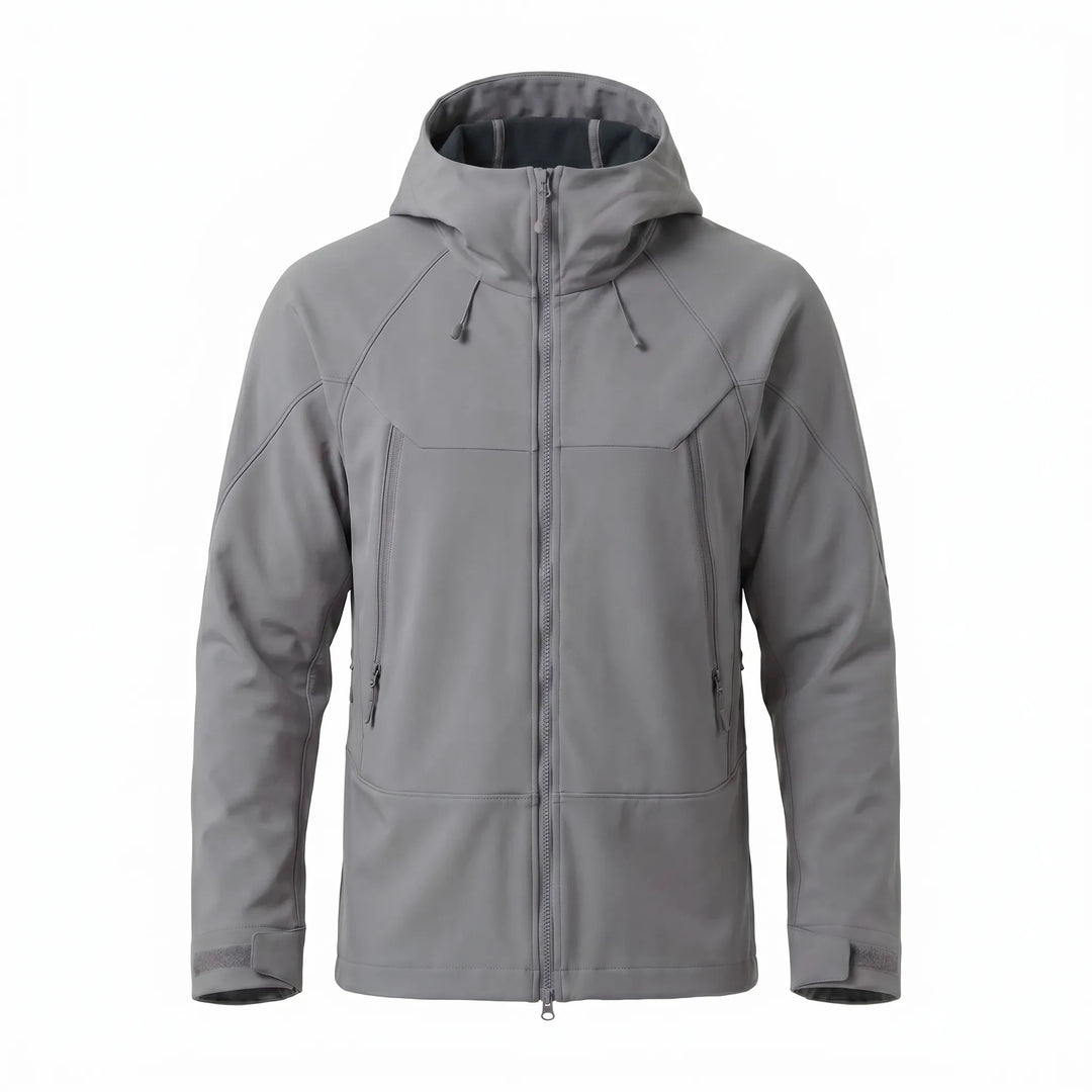 Stylish unisex hooded soft-shell outdoor jacket. Modern adventure wear for all season active lifestyles.