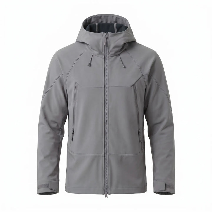 Stylish unisex hooded soft-shell outdoor jacket. Modern adventure wear for all season active lifestyles.