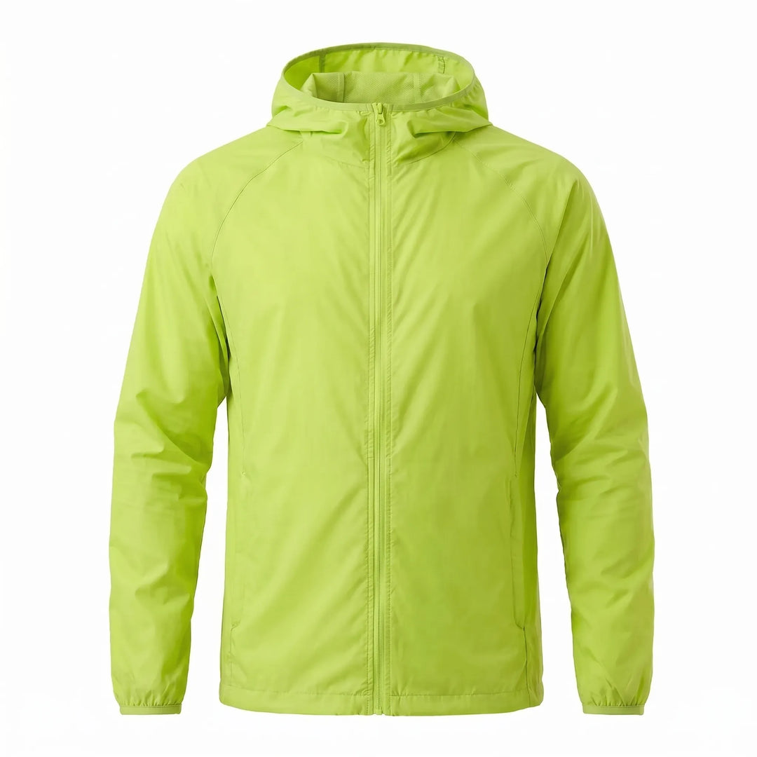 Lightweight hooded windbreaker jacket, ideal for summer and spring outdoor adventures and travel.