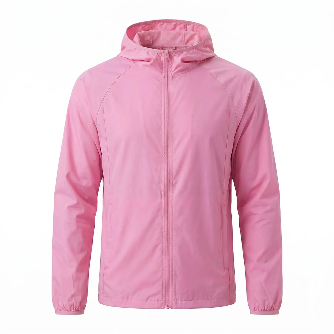 Durable hooded windbreaker jacket, unisex, perfect for all outdoor adventures, from hiking to fishing.
