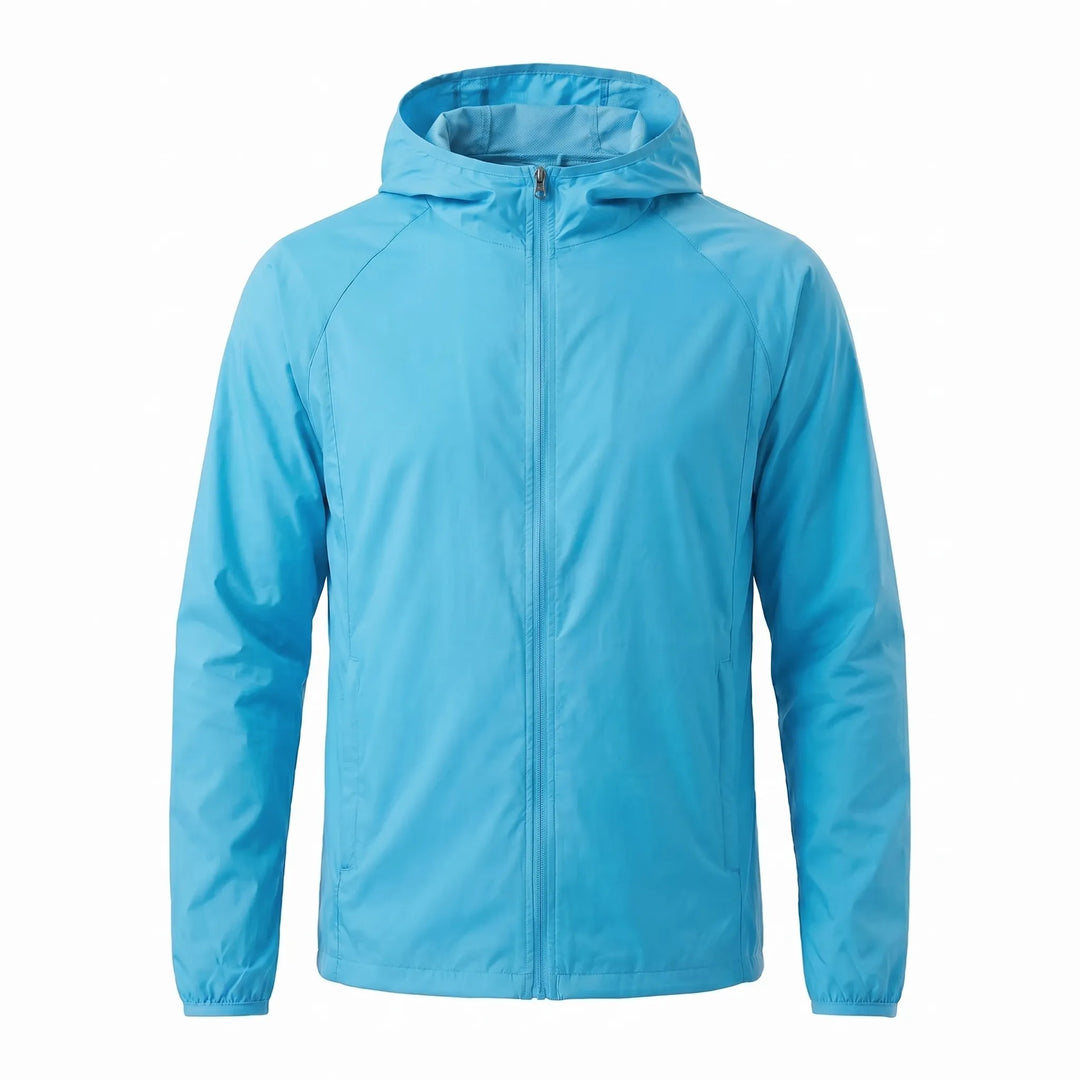 Essential hooded windbreaker jacket for outdoor adventures, providing versatile protection.