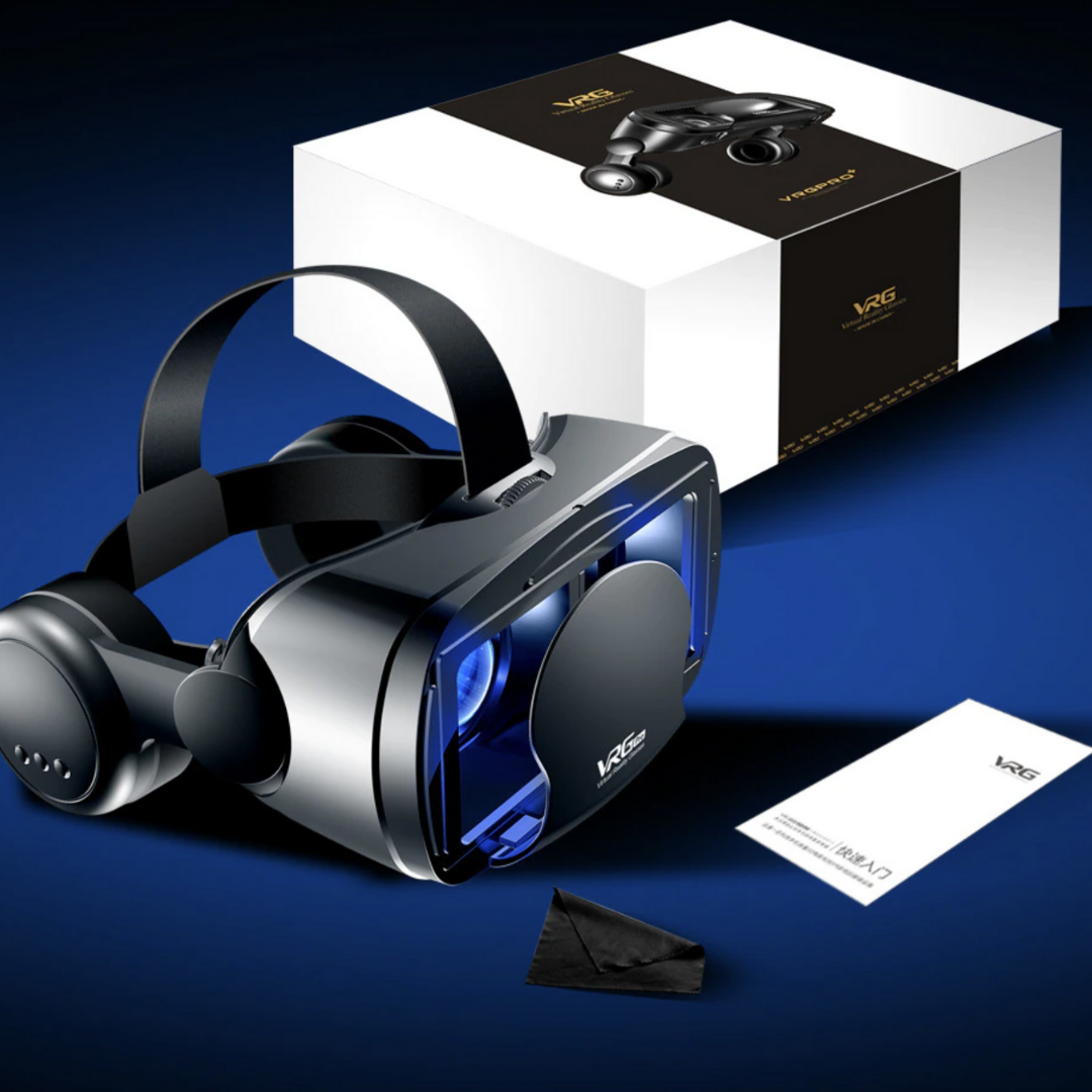 Unisex Immersive VR Headset with Built-in Headphones for smartphone virtual reality gaming.