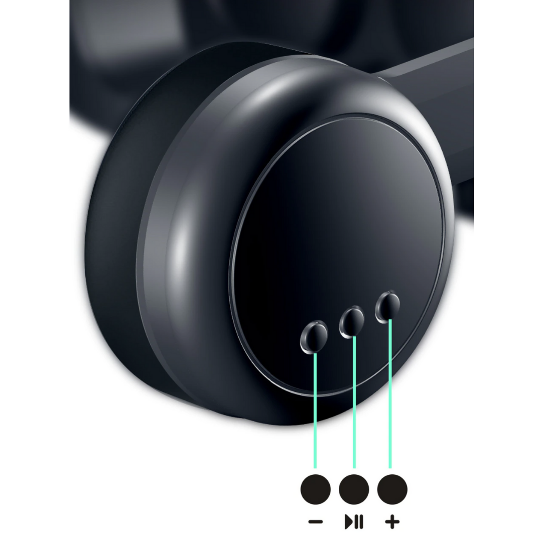 Compact VR Headset with built-in headphones, perfect for mobile virtual reality gaming.