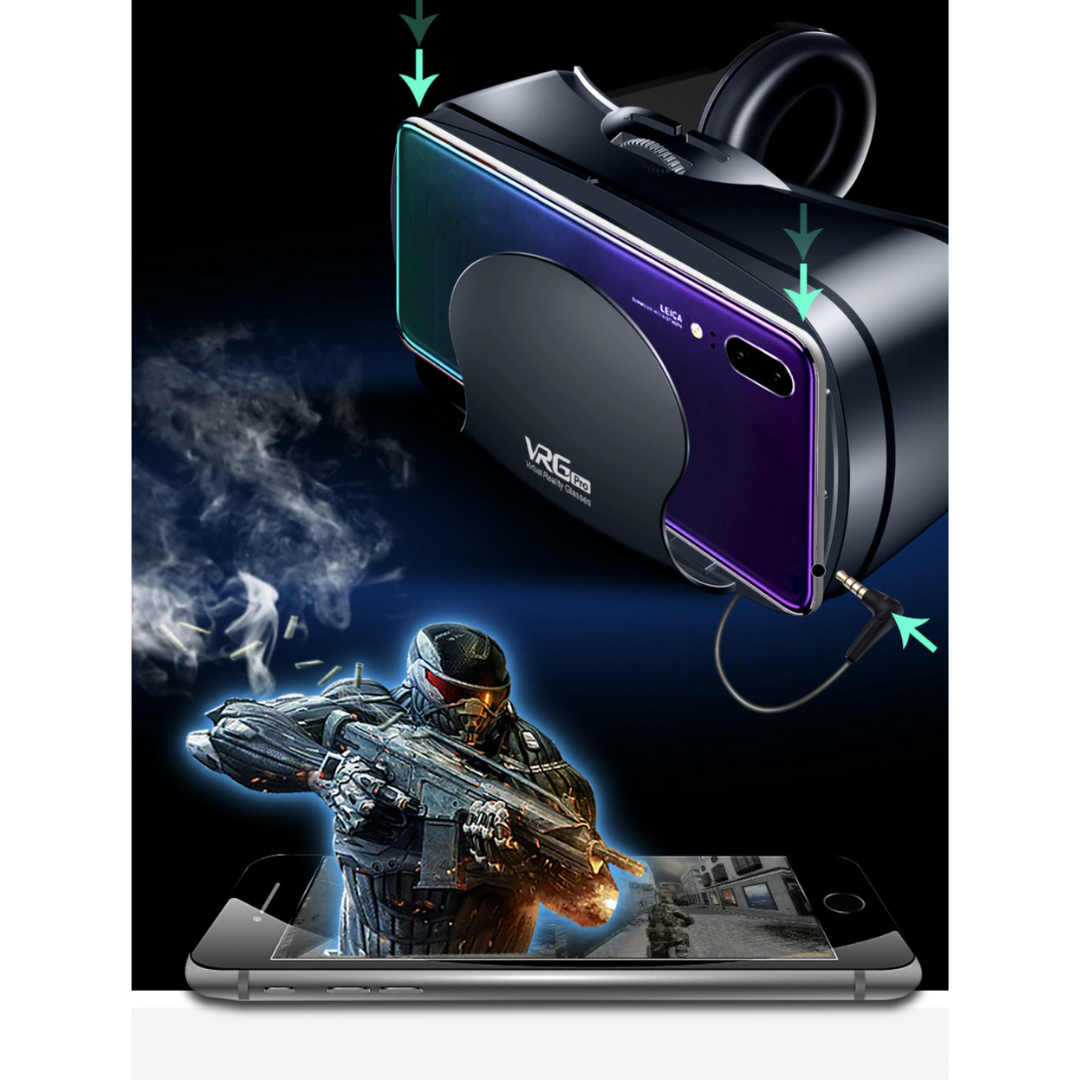 Unisex VR Headset for immersive entertainment, supports smartphones, includes audio.