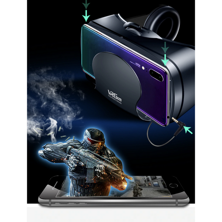 Unisex VR Headset for immersive entertainment, supports smartphones, includes audio.