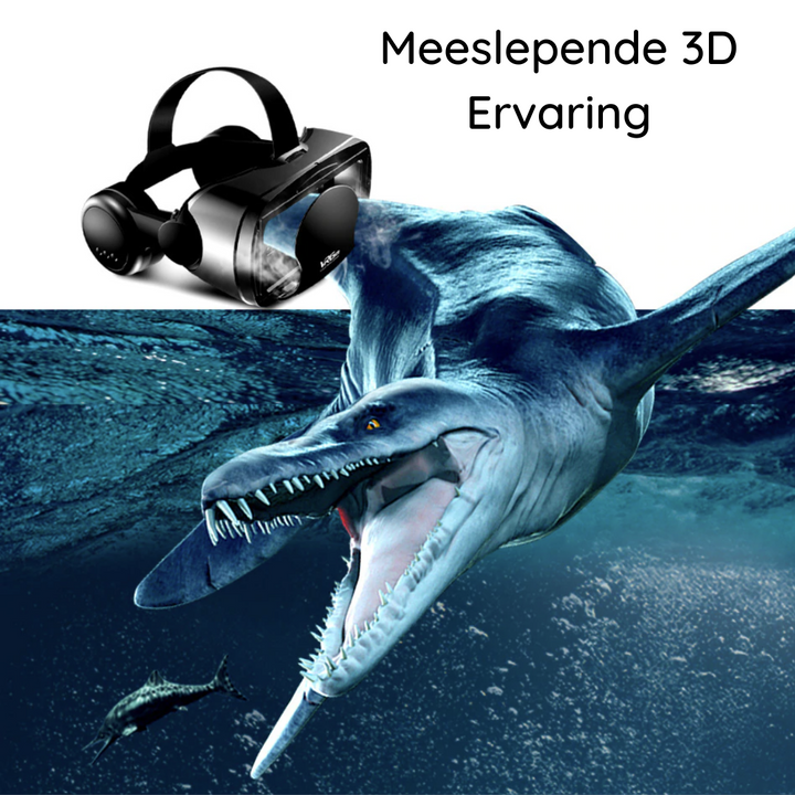 Portable smartphone VR Headset for gaming, movie watching, with integrated headphones.