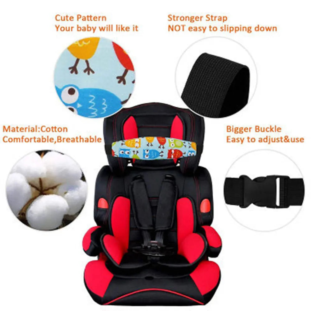 Soft polyester cotton unisex baby head support for car seats, ensuring cozy comfort & child safety.